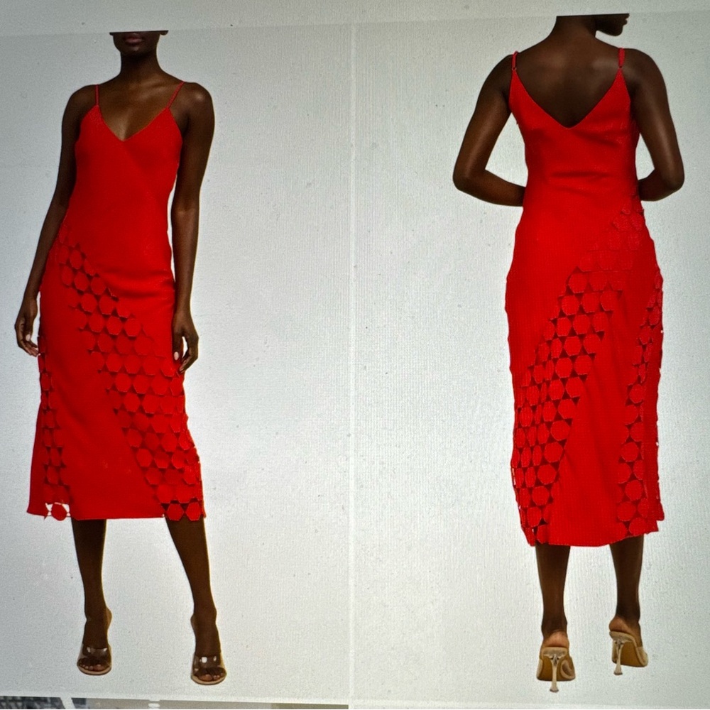 Alix Mixed Media red Midi Dress